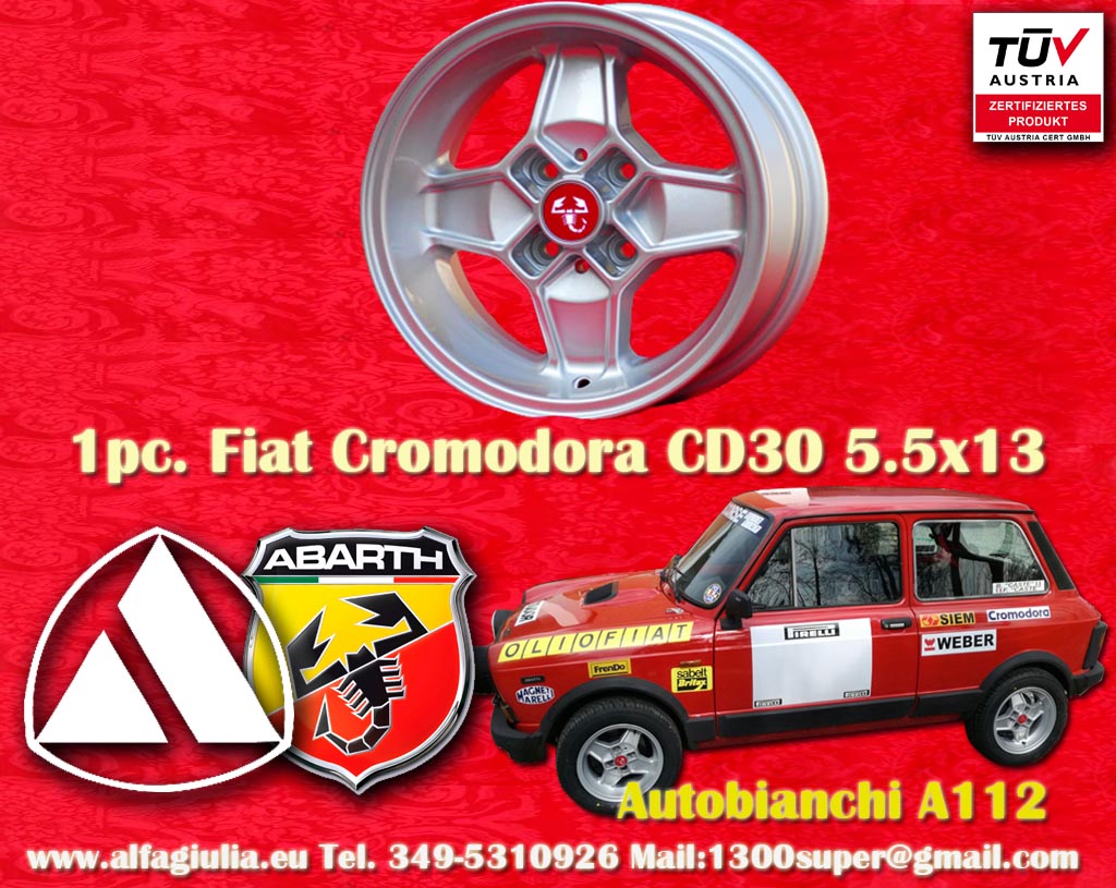 Autobianchi Cromodora CD30 A112 58/70HP ELEGANT ELITE LX JUNIOR  5.5x13 ET7 4x98 c/b 58.6 mm Wheel