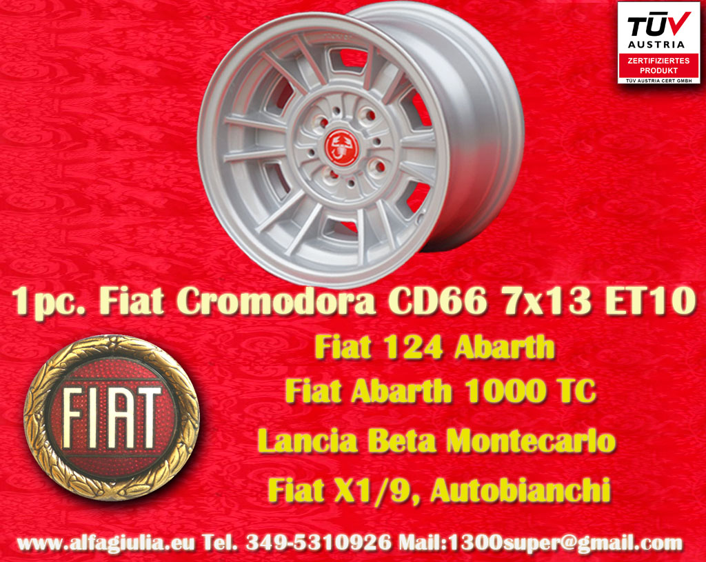 Fiat Cromodora CD66 Fiat 124 125 131 X1/9 Spider  7x13 ET10 4x98 c/b 58.6 mm Wheel