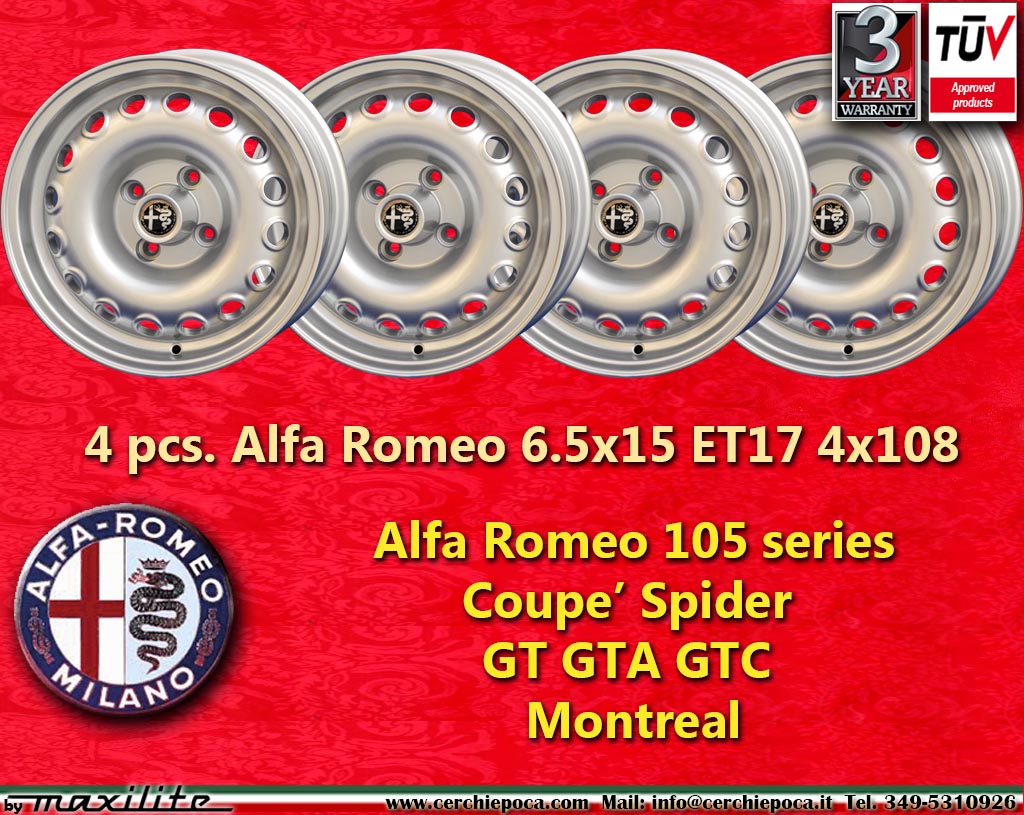 Cerchio Alfa Romeo Campagnolo GT Giulia GT GTA Spider Bertone  6.5x15 ET17 4x108 c/b 70.1 mm