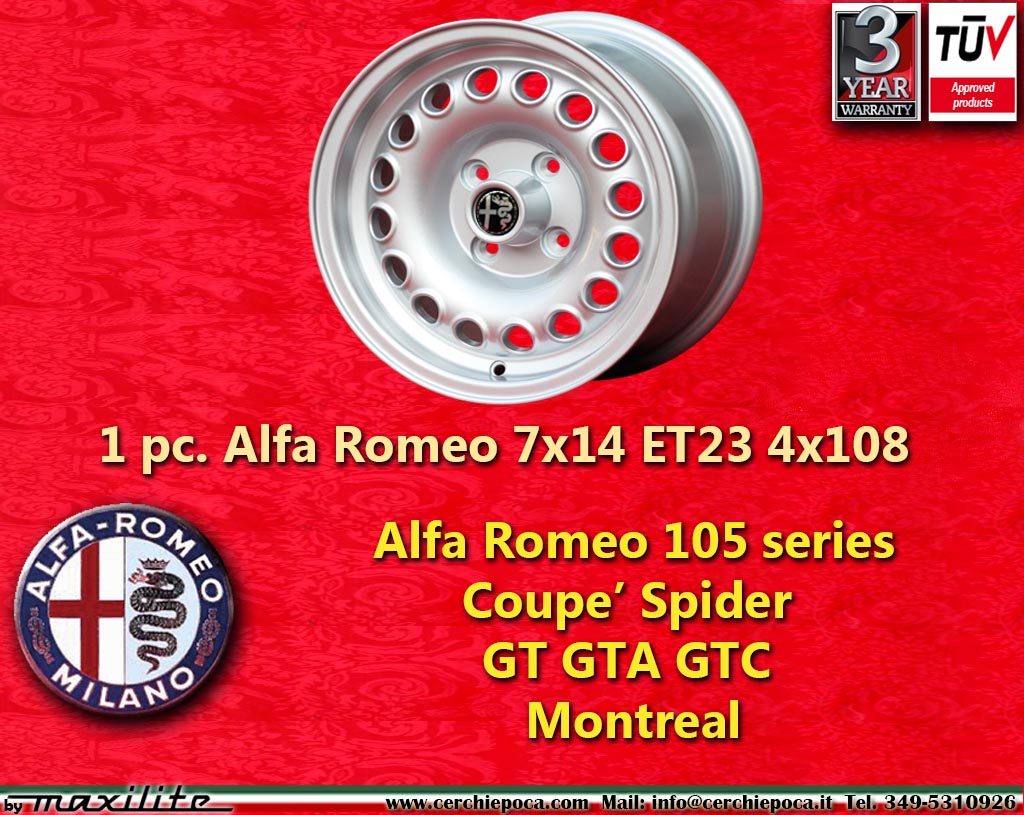 Alfa Romeo Campagnolo GT Giulia GT GTA Spider Bertone  7x14 ET23 4x108 c/b 70.1 mm Wheel