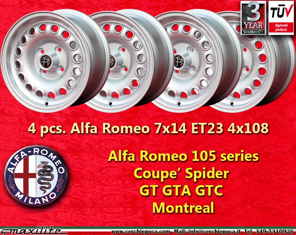 Alfa Romeo Campagnolo GT Giulia GT GTA Spider Bertone  7x14 ET23 4x108 c/b 70.1 mm Wheel