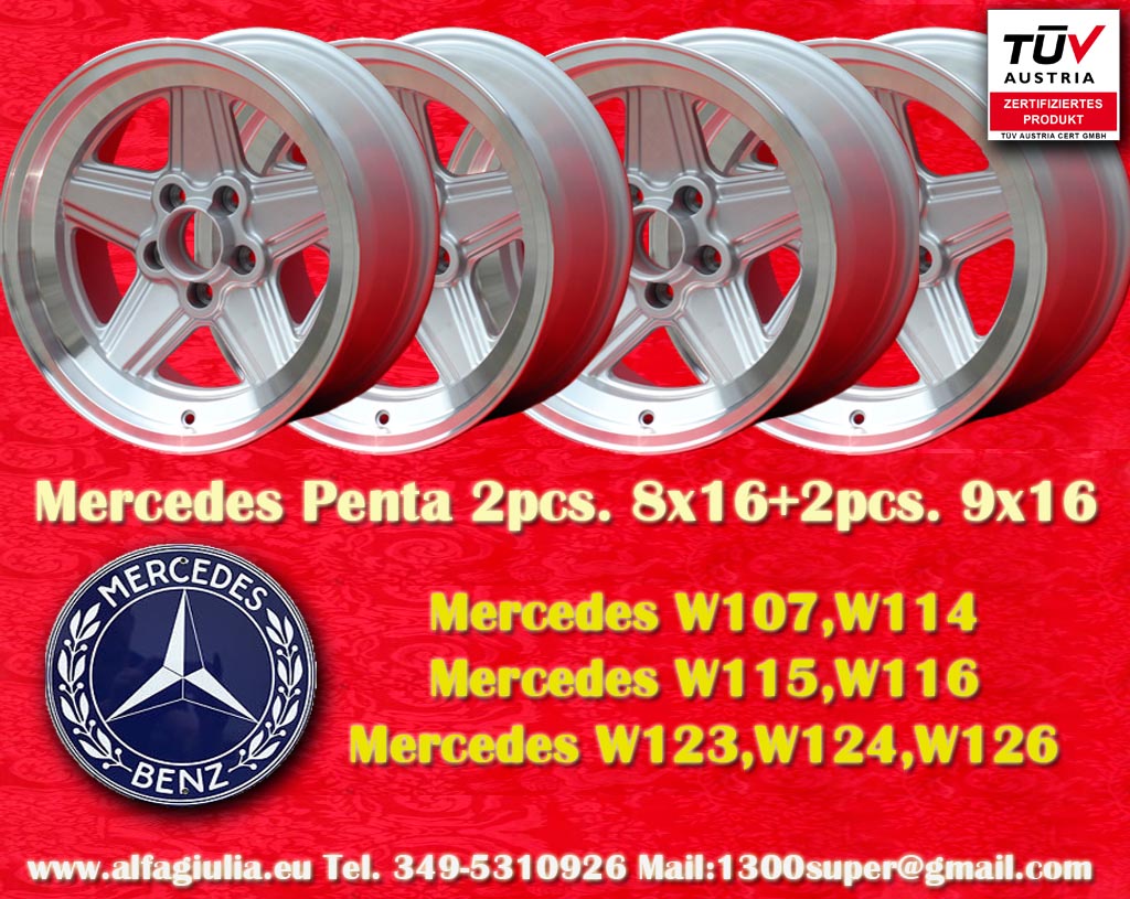 Mercedes Penta Mercedes R/C 107 W 116 123 124 126  8x16 ET11 5x112 c/b 66.6 mm Wheel