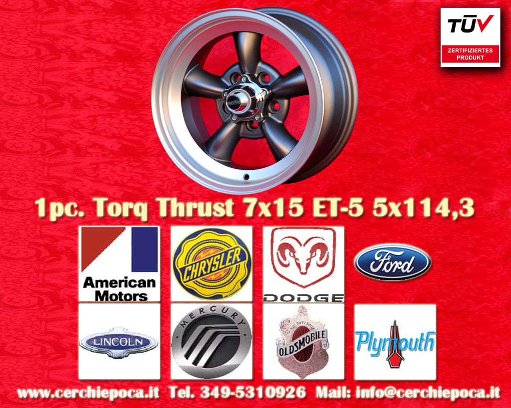 Buick Torq Thrust Buick Skylark  7x15 ET-5 5x114.3 c/b 83.1 mm Wheel