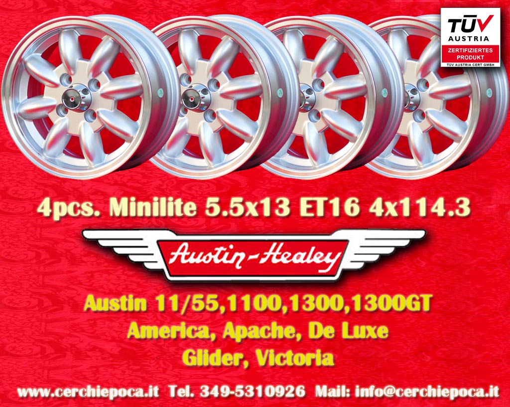 Austin Minilite 1100, 1300, 1300GT, 11/55, America, Apache, De Luxe, Glider, Victoria  5.5x13 ET25 4x114.3 c/b 76.6 mm Wheel