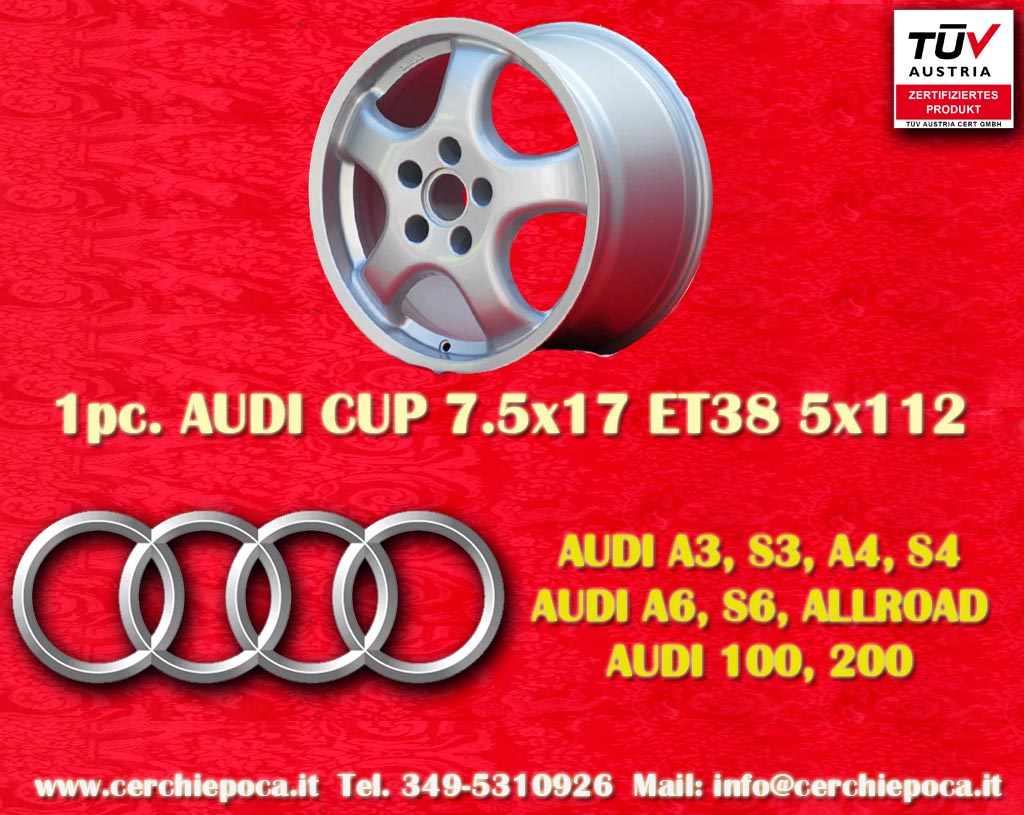 Audi CUP A3 S3 A4 S4 A6 S6 100 200 Cup 7.5x17 ET38 5x112 c/b 57.1 mm Wheel