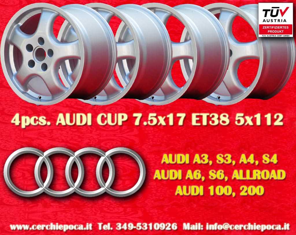 Audi CUP A3 S3 A4 S4 A6 S6 100 200 Cup 7.5x17 ET38 5x112 c/b 57.1 mm Wheel