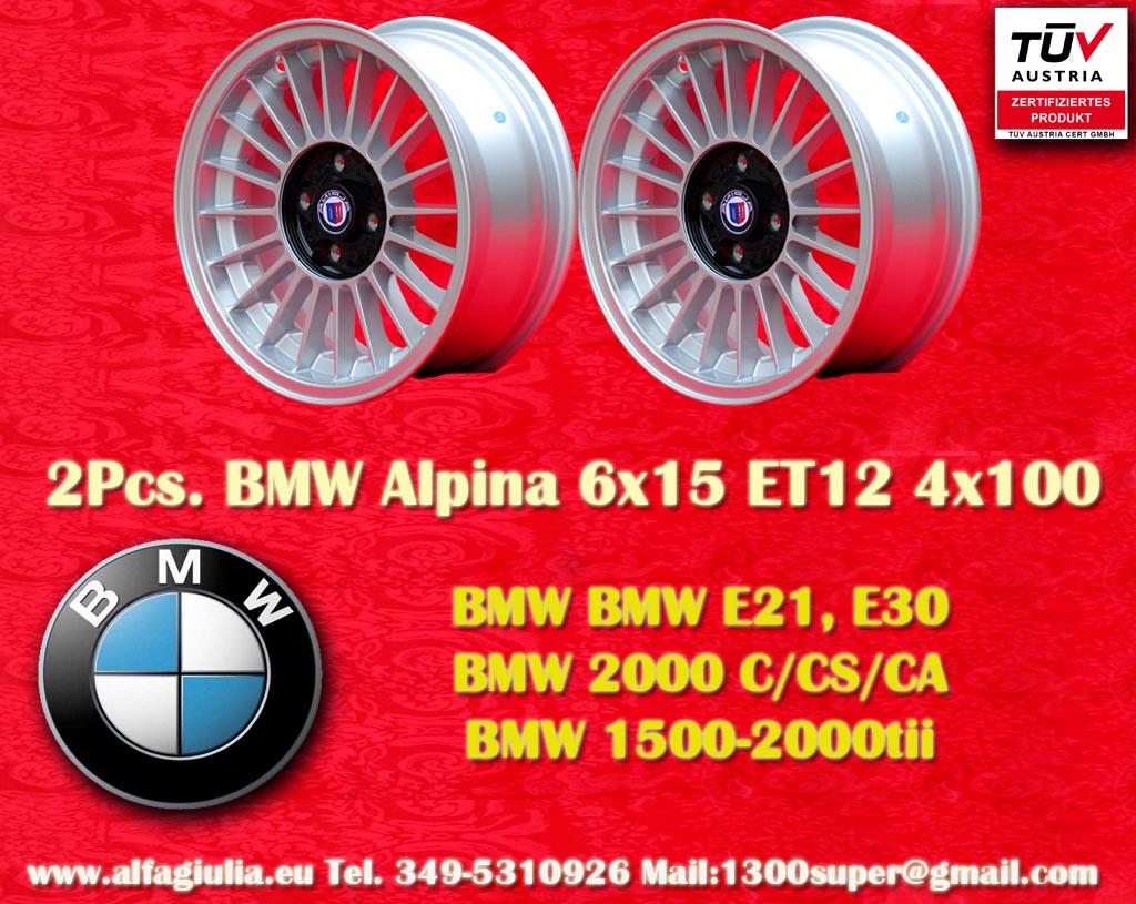 Jante BMW Alpina BMW 1502 2002tii Serie 3 E21 E30 2000 C CS CA New BMW 1500 2000  6x15 ET12 4x100 c/b 57.1 mm