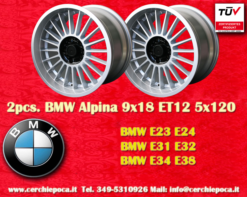 BMW Alpina BMW E34,BMW 628-M635CSI,E24, BMW 728-745i E23, BMW 730i-750i E32, BMW 725-750 E38, 7/G, BMW 840-850Ci E31, 8/E  9x18 ET12 5x120 c/b 72.6 mm Wheel