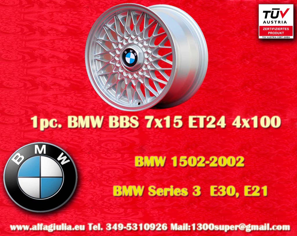 BMW BBS BMW E30 1502 1602 2002 tii Serie 3 E21  7x15 ET24 4x100 c/b 57.1 mm Wheel
