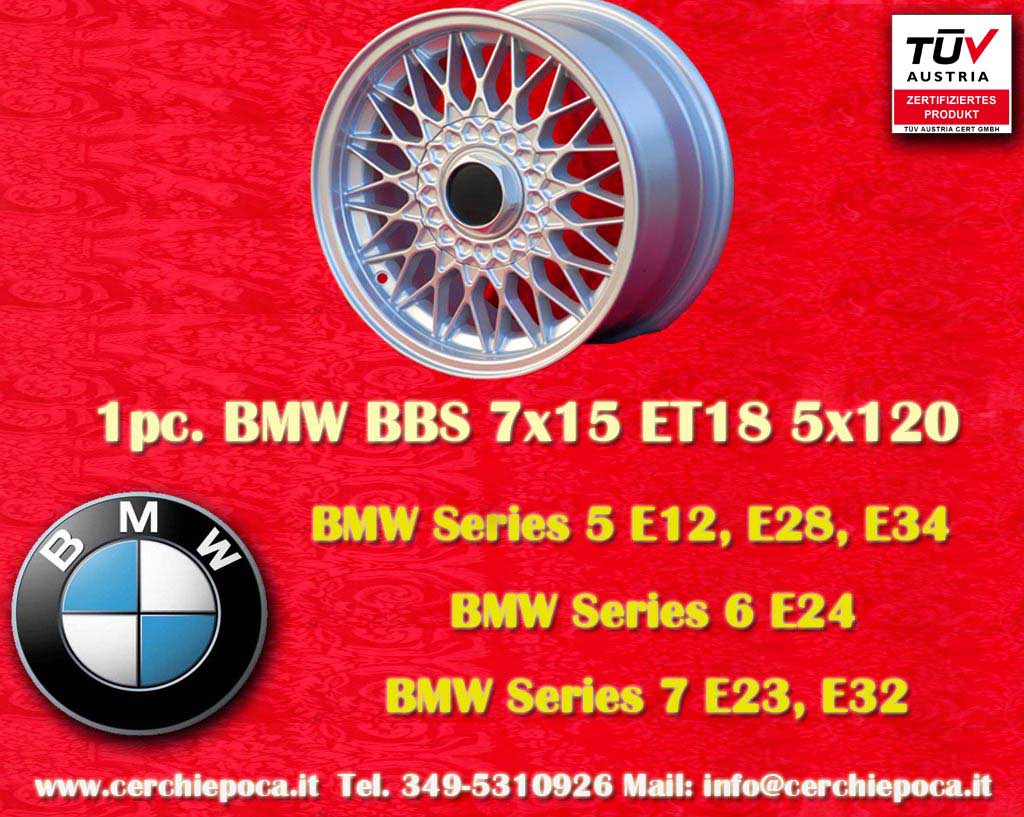 Cerchio BMW BBS M3 E30 Serie 5: E12, E28, E34, 6 E24, 7 E23, E32, E3, E9  7x15 ET18 5x120 c/b 72.6 mm
