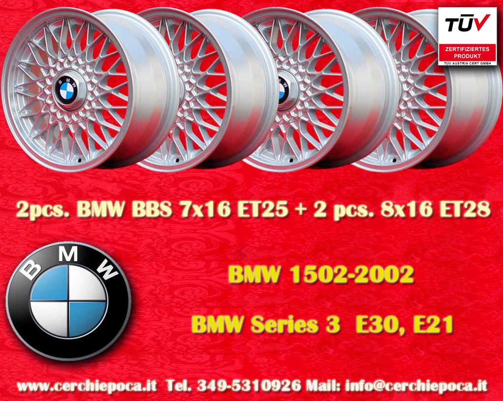 BMW BBS BMW E30 1502 1602 2002 tii Serie 3 E21  7x16 ET25 4x100 c/b 57.1 mm Wheel