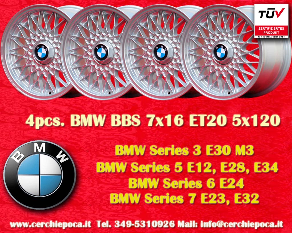 BMW BBS M3 E30 Serie 5: E12, E28, E34, 6 E24, 7 E23, E32, E3, E9  7x16 ET20 5x120 c/b 72.6 mm Wheel