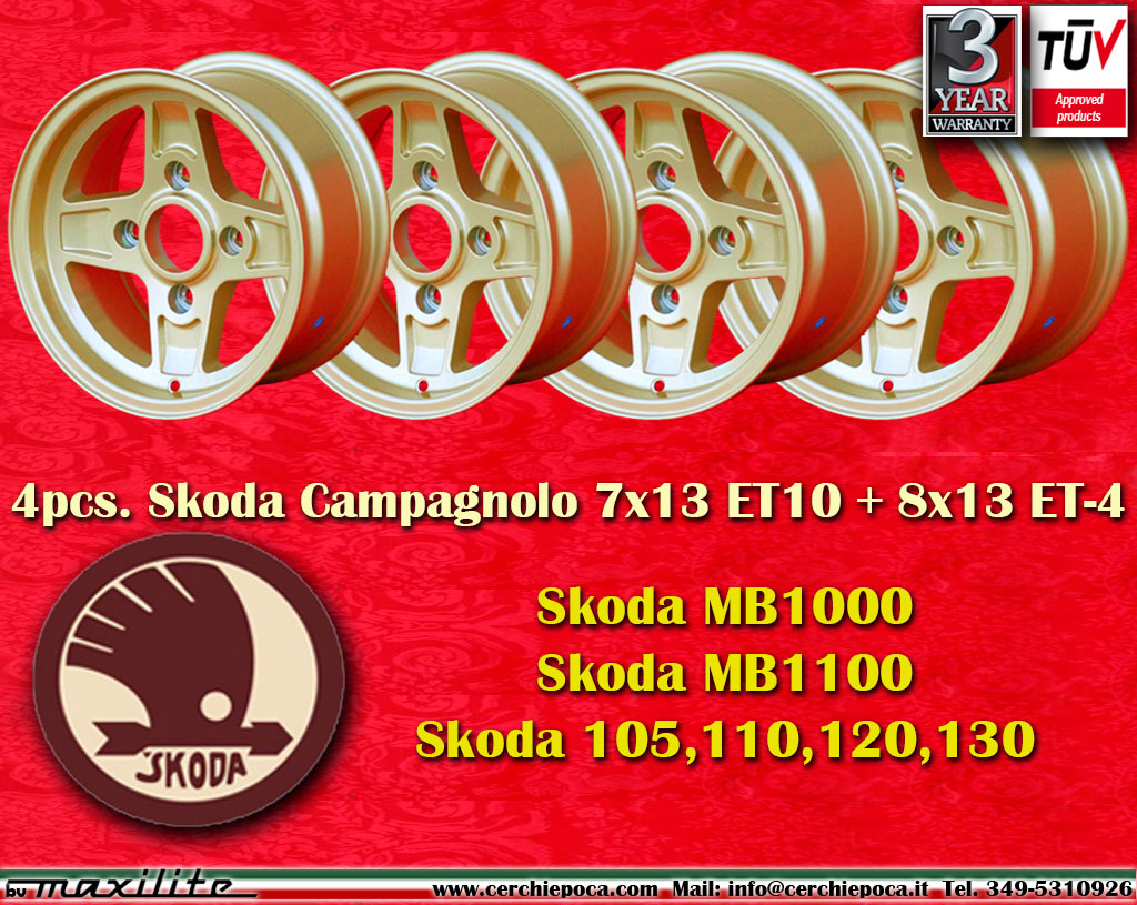 Skoda Campagnolo 7x13 Gold Skoda MB1000 MB1100 105 110 120 130  7x13 ET10 4x130 c/b 84 mm Wheel