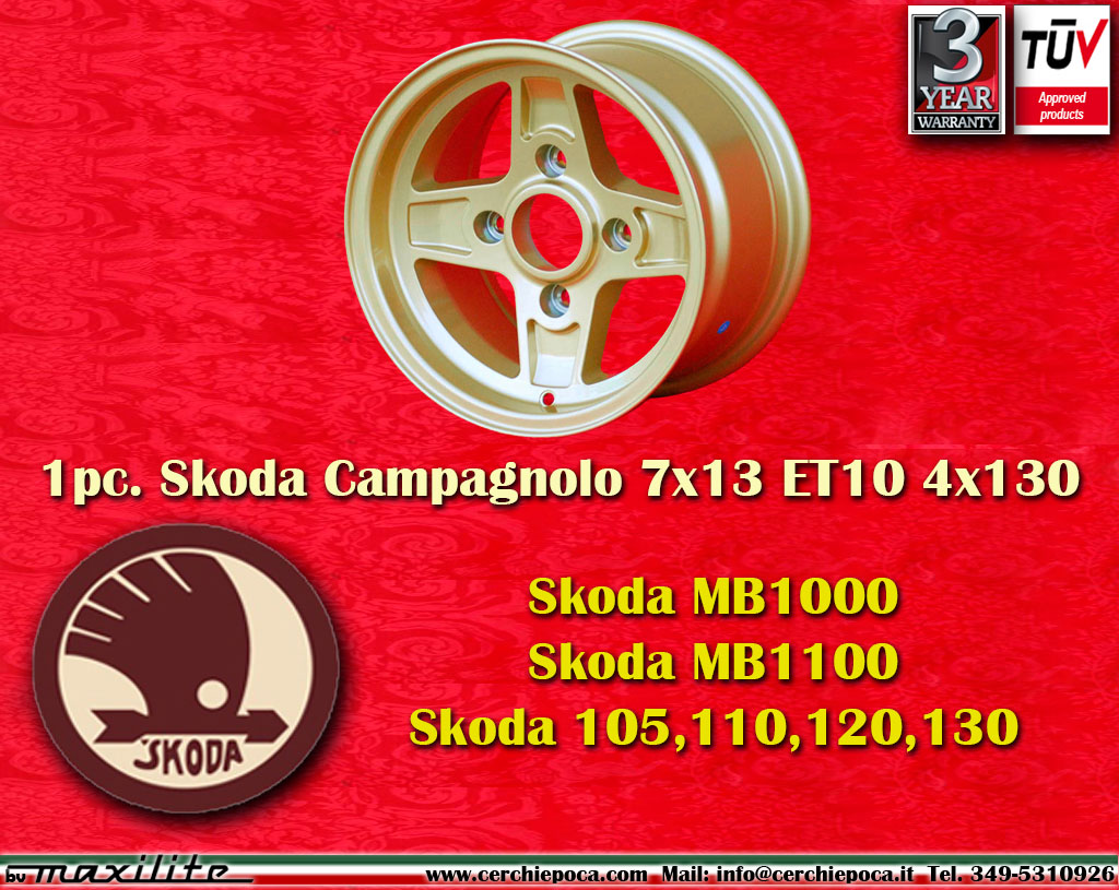 Skoda Campagnolo 7x13 Gold Skoda MB1000 MB1100 105 110 120 130  7x13 ET10 4x130 c/b 84 mm Wheel