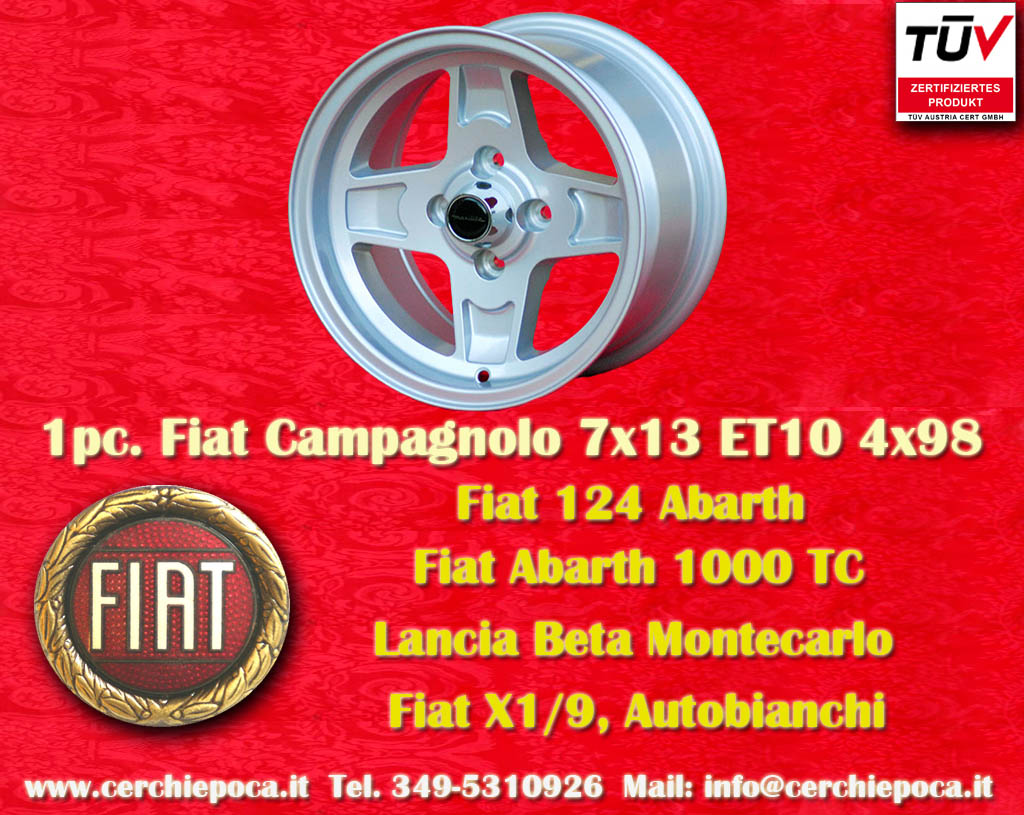 Fiat Campagnolo 7x13 Fiat 124 125 131 X1/9 Spider  7x13 ET10 4x98 c/b 58.6 mm Wheel