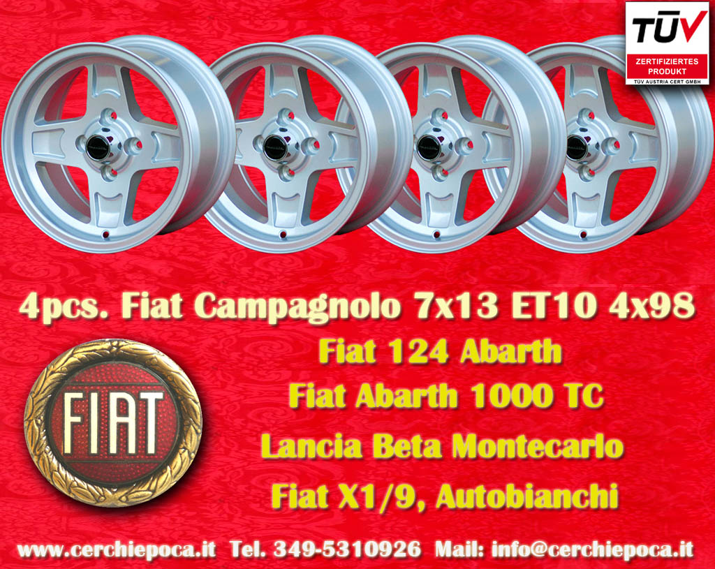 Fiat Campagnolo 7x13 Fiat 124 125 131 X1/9 Spider  7x13 ET10 4x98 c/b 58.6 mm Wheel