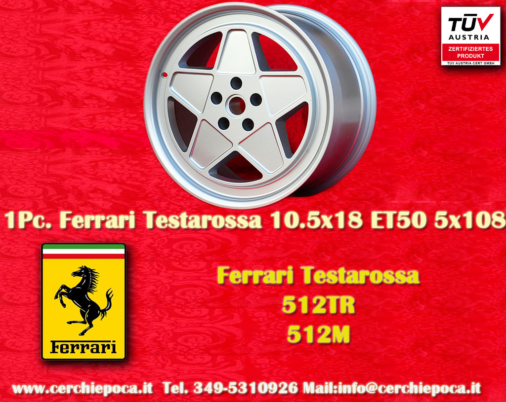 Ferrari Testarossa 10.5x18 Ferrari Testarossa 512TR/512M  10.5x18 ET50 5x98 c/b 67.1 mm Wheel