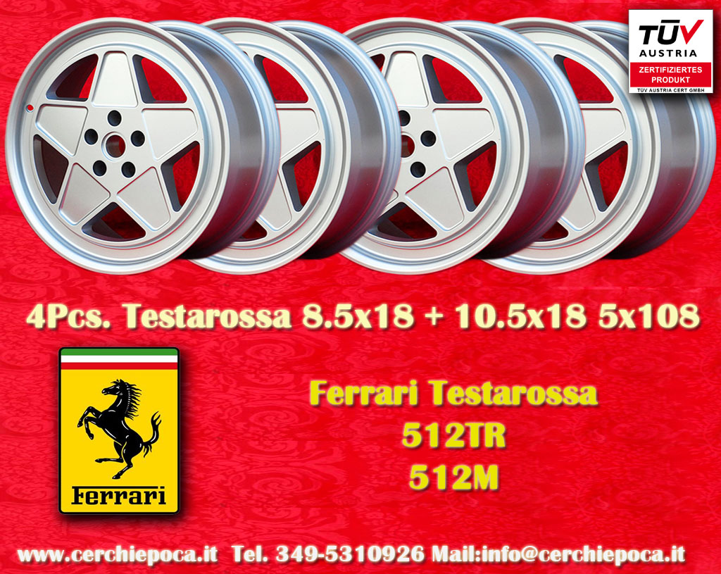 Ferrari Testarossa 8.5x18 Ferrari Testarossa 512TR/512M  8.5x18 ET26 5x98 c/b 67.1 mm Wheel