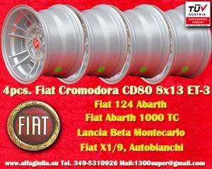 Fiat Cromodora CD80 Fiat 124 131 X1/9 Spider  8x13 ET-3 4x98 c/b 58.6 mm Wheel