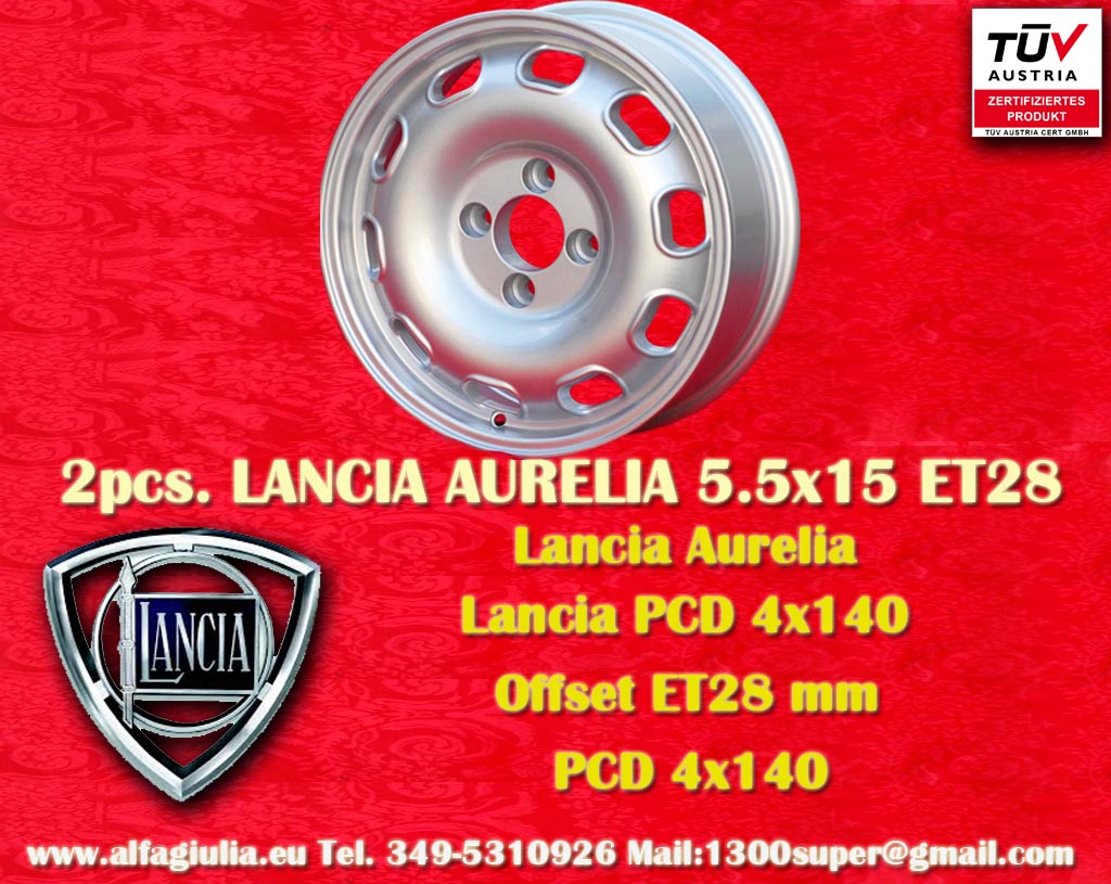 Lancia Tecnomagnesio Lancia Aurelia serie 1 2 3  5.5x15 ET28 4x145 c/b 98.1 mm Wheel
