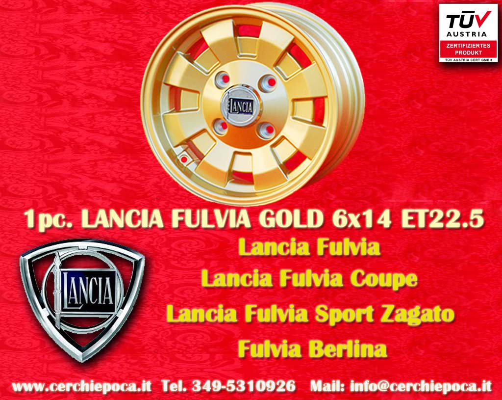Lancia Cromodora CD28 Gold Lancia Fulvia HF Coupe Zagato  6x14 ET22.5 4x130 c/b 90.1 mm Wheel
