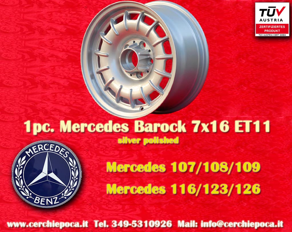Mercedes Fuchs Barock (Bundt Cake) Mercedes R107 W108 111 112 113 114 115 116 123 126  7x16 ET11 5x112 c/b 66.6 mm Wheel