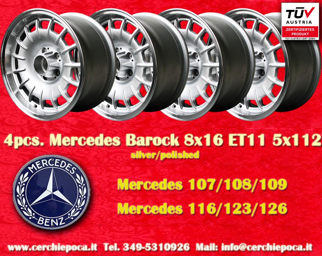 Mercedes Fuchs Barock (Bundt Cake) Mercedes R107 W108 109 116 123 126  8x16 ET11 5x112 c/b 66.6 mm Wheel