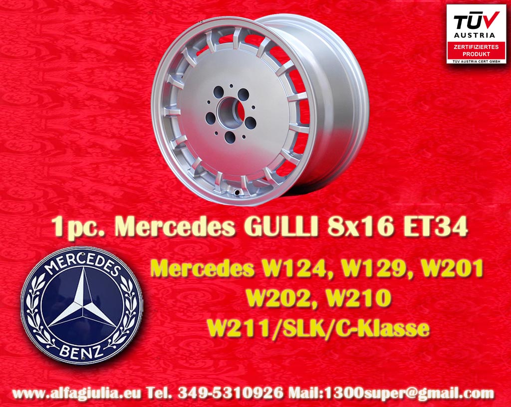 Mercedes Aero Mercedes W124 129 210 211 SLK 170 172 201 CLK 208 CLC 203 CLA 117 Classe C (HO 202 203) Classe A (169 176)  8x16 ET34 5x112 c/b 66.6 mm Wheel