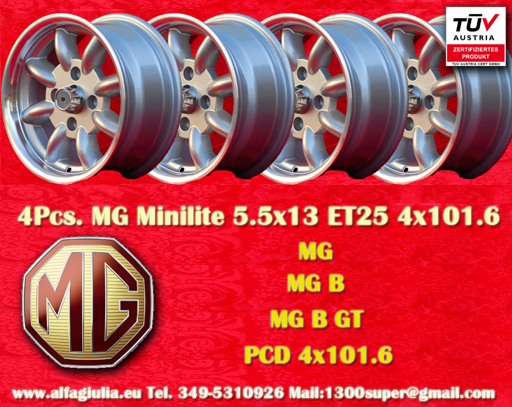 MG Minilite MG Midget  5.5x13 ET25 4x101.6 c/b 65.1 mm Wheel