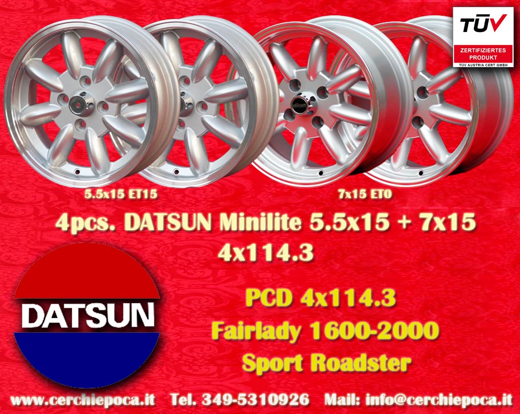 Datsun Minilite Datsun Fairlady, Roadster, 2000, 240Z 260Z 280Z  5.5x15 ET15 4x114.3 c/b 76.6 mm Wheel