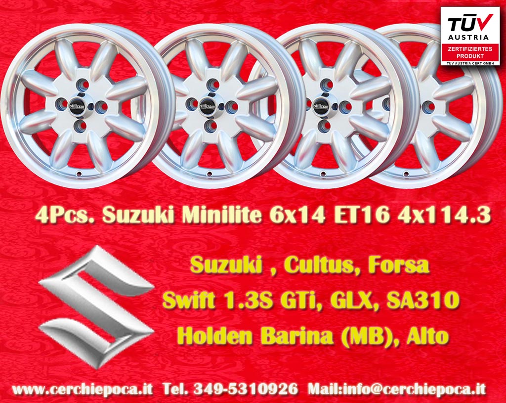 Suzuki Minilite Suzuki Cultus Forsa Holden Barina(MB) Swift, SA310  6x14 ET16 4x114.3 c/b 76.6 mm Wheel