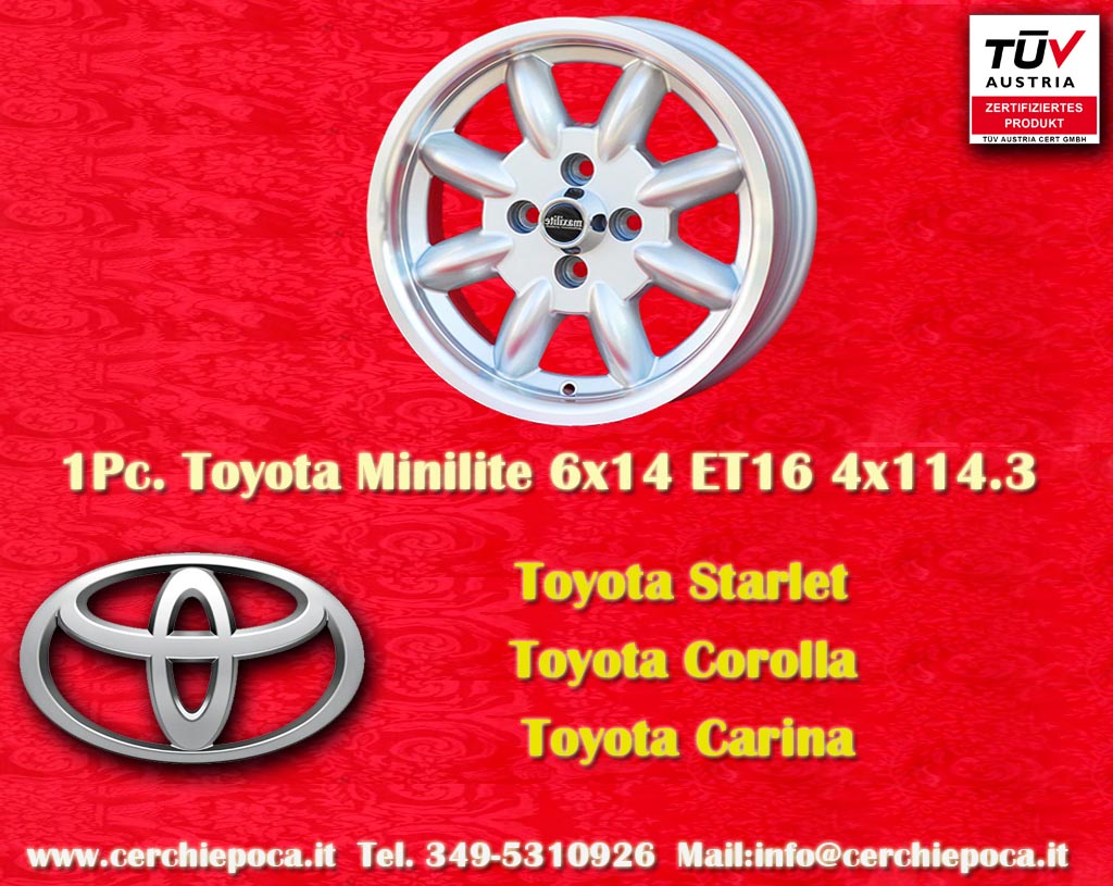 Toyota Minilite Toyota Starlet Corolla Carina  6x14 ET16 4x114.3 c/b 76.6 mm Wheel