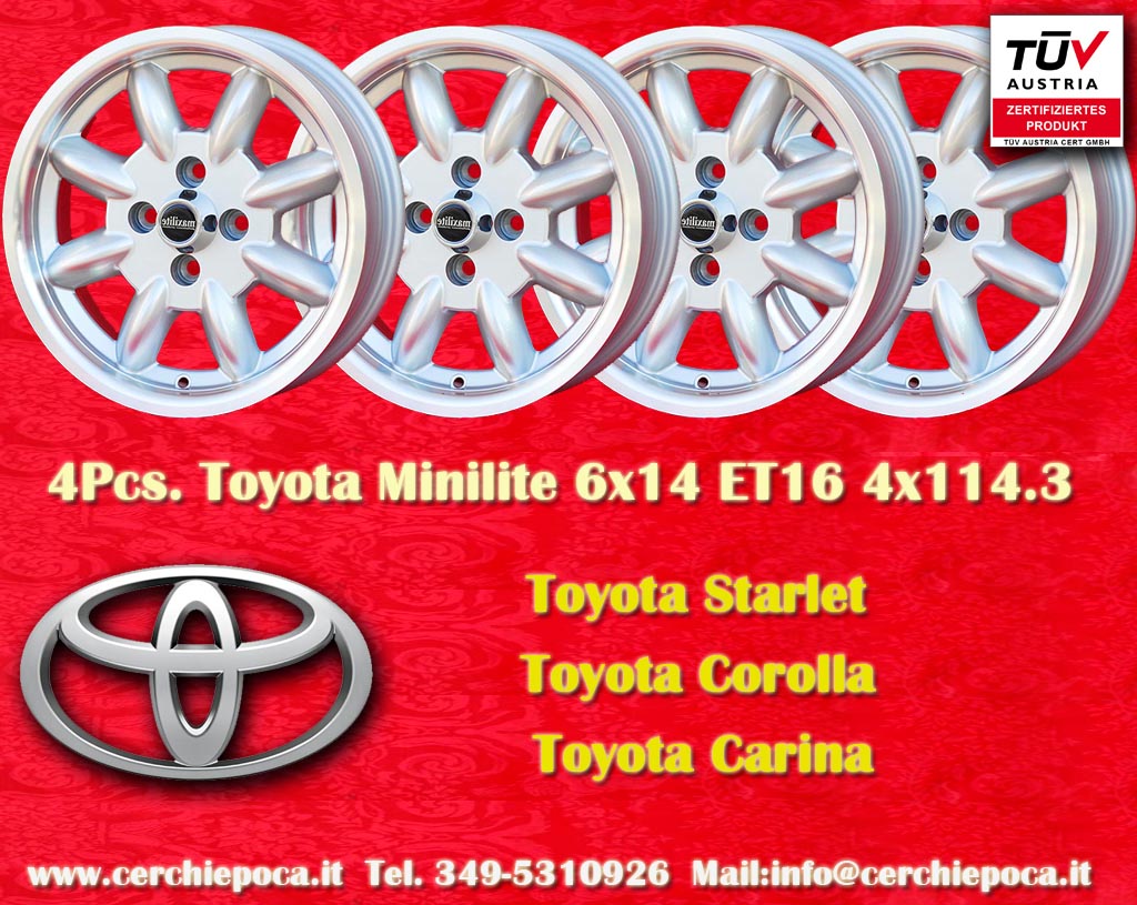 Toyota Minilite Toyota Starlet Corolla Carina  6x14 ET16 4x114.3 c/b 76.6 mm Wheel