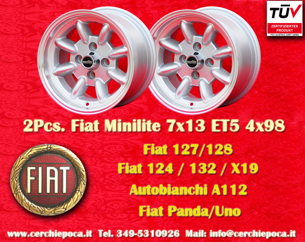 Autobianchi Minilite A112 58/70HP ELEGANT ELITE LX JUNIOR  7x13 ET5 4x98 c/b 58.6 mm Wheel