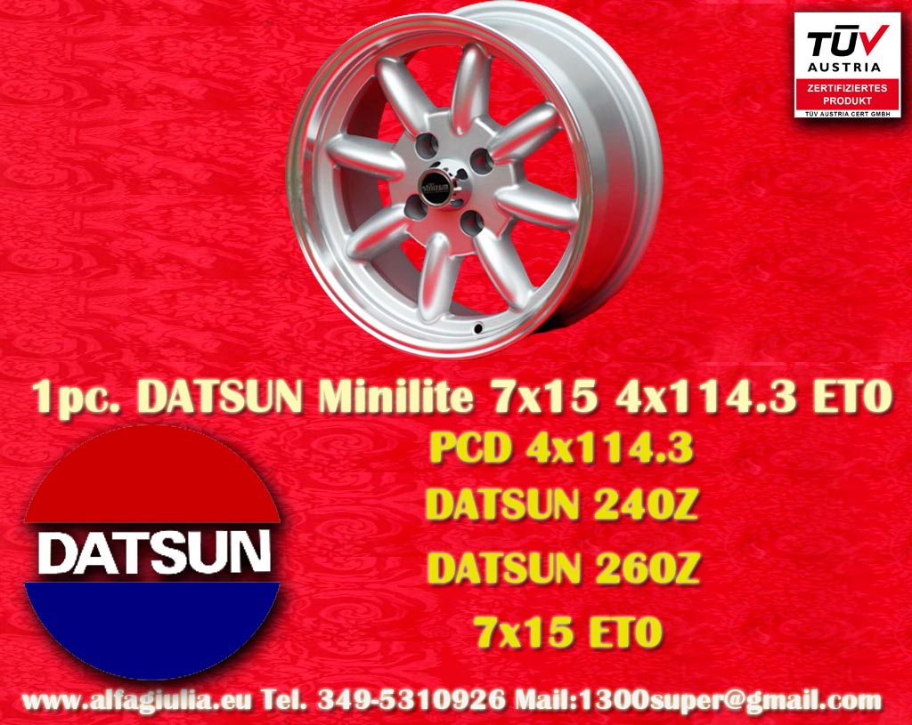 Datsun Minilite Datsun 240Z 260Z 280Z  7x15 ET0 4x114.3 c/b 76.6 mm Wheel