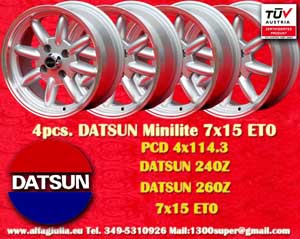 Datsun Minilite Datsun 240Z 260Z 280Z  7x15 ET0 4x114.3 c/b 76.6 mm Wheel