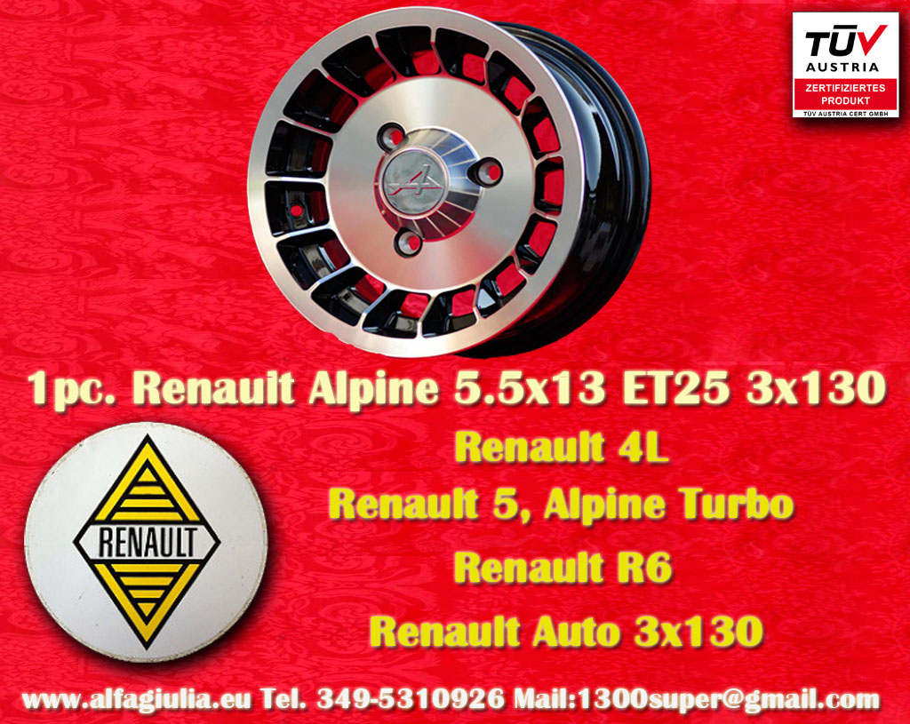 Renault Alpine R4 R5 R6 Rodeo  5.5x13 ET25 3x130 c/b 67.5 mm Wheel