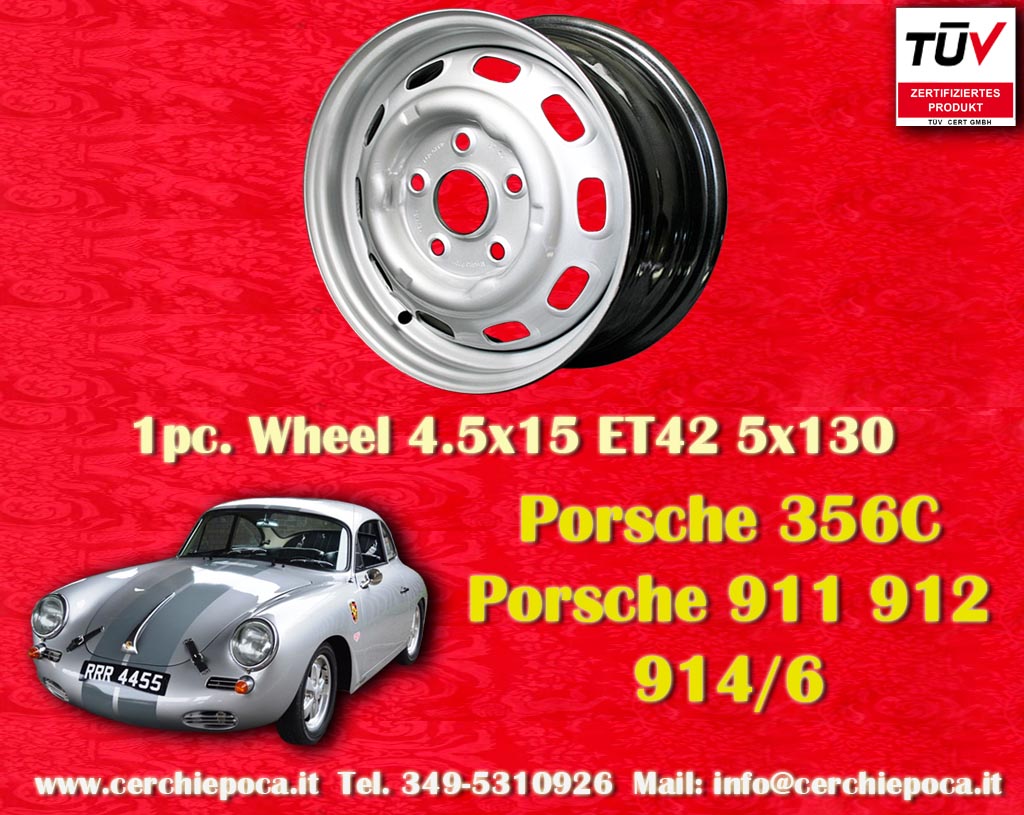 Porsche Steel wheels Porsche 356 911 912 914-6  4.5x15 ET42 5x130 c/b 71.6 mm Wheel
