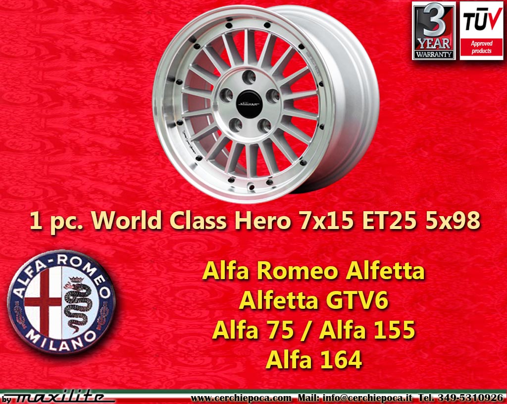 Alfa Romeo Minilite Alfetta GTV 2.5 GTV6 75 155 164  7x15 ET25 5x98 c/b 58.6 mm Wheel