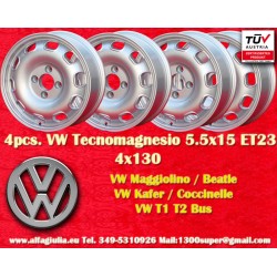 4 pz. cerchi Volkswagen TZ 5.5x15 ET23 4x130 silver Beetle 67-, Karmann Ghia 67-, Type 3, 411, 412