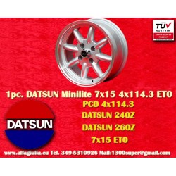 1 pc. jante Datsun Minilite 7x15 ET0 4x114.3 silver/diamond cut 240Z, 260Z, 280Z, 280 ZX