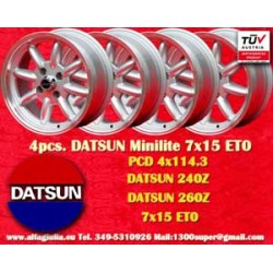 4 pcs. jantes Datsun Minilite 7x15 ET0 4x114.3 silver/diamond cut 240Z, 260Z, 280Z, 280 ZX