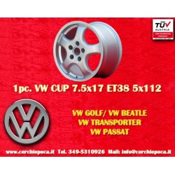 1 pz. cerchio Volkswagen Cup 7.5x17 ET38 5x112 silver T4, Golf, Passat, Beetle, Variant