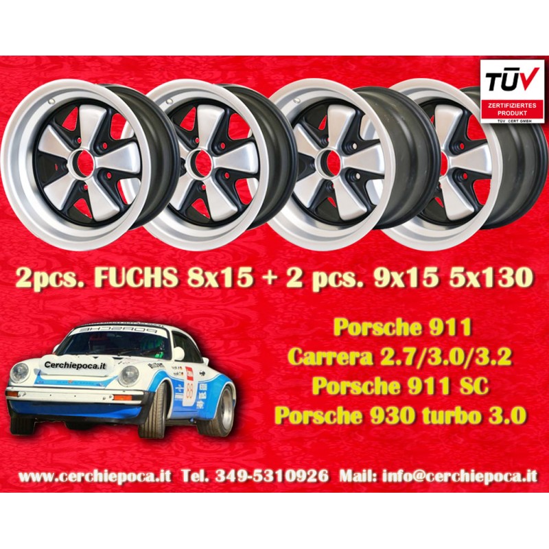 4 Stk Felgen Porsche  Fuchs 8x15 ET10.6 9x15 ET15 5x130 anodized look 911 -1989, 944 -1986 back axle