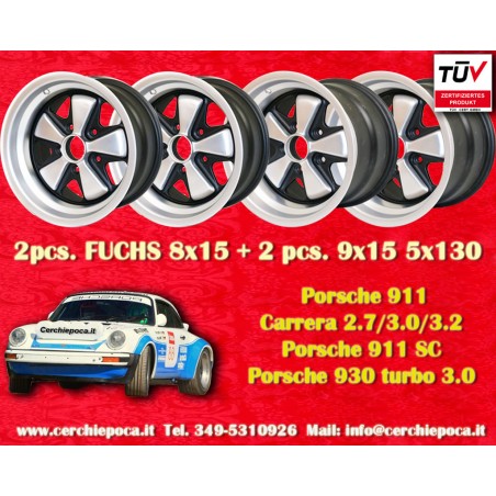4 pcs. jantes Porsche  Fuchs 8x15 ET10.6 9x15 ET15 5x130 anodized look 911 -1989, 944 -1986 back axle