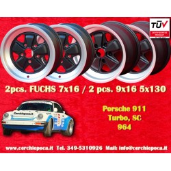 4 pz. cerchi Porsche  Fuchs 7x16 ET23.3 9x16 ET15 5x130 matt black/diamond cut 911 -1989, 914 6, 944 -1986, turbo -1989
