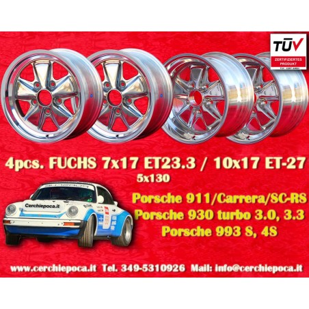 4 pcs. jantes Porsche  Fuchs 7x17 ET23.3 10x17 ET-27 5x130 fully polished 911 -1989, 914 6, 944 -1986, turbo -1989