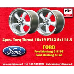 2 Stk Felgen Ford Torq Thrust  10x19 ET42 5x114.3 silver/diamond cut Mustang S197 (2005-14), LAE (2105-)