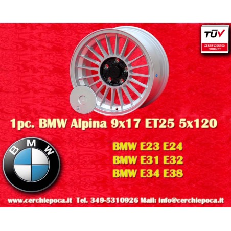 1 Stk Felge BMW Alpina 9x17 ET25 5x120 silver/black M3 E12 E28 E34 E24 E23 E32 E3 E9