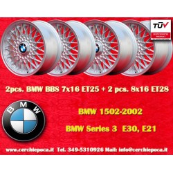 4 Stk Felgen BMW Alpina 7x16 ET25 8x16 ET28 4x100 silver 3 E21, E30